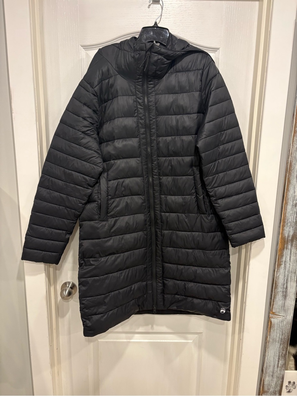 Windriver women’s Long Black Coat with Hood